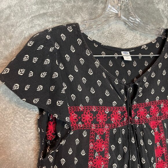 Old Navy Women Boho Peasant Floral Flutter Sleeve Embroidered Tassel Top 2XL - Picture 3 of 10